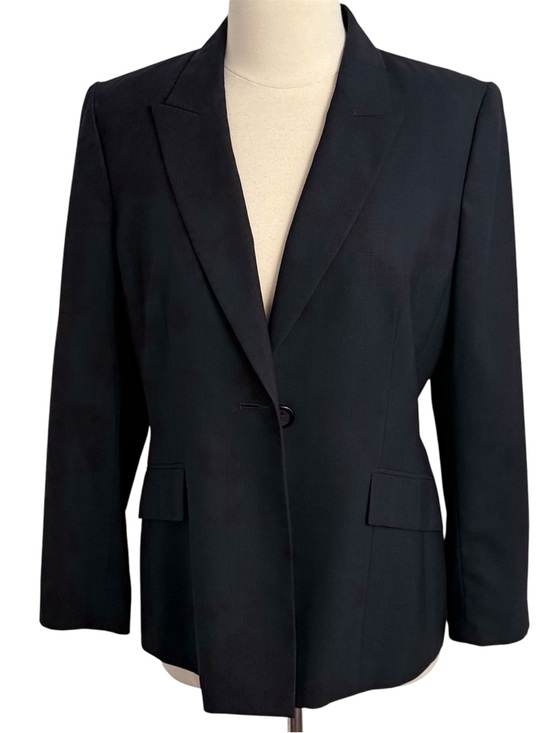 Kasper Jackets & Blazers - Kasper Women's Long Sleeve Classic Structured Single Breasted Blazer, Navy Blue